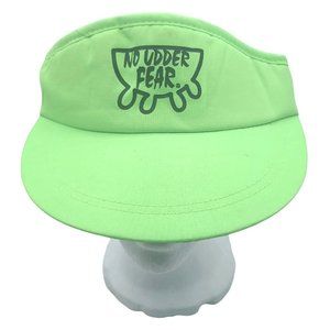Vintage San Sun Visor Hat No Udder Fear Day Glo Neon Green 80s 90s